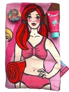 Barbie Beach Towel with Body Scrub & Magic Cloth NEW